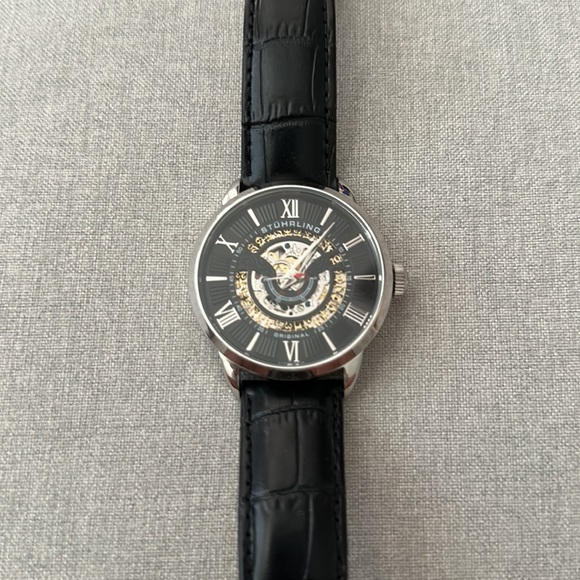 Stuhrling Watch. Black leather band with automatic face. - Picture 2 of 4